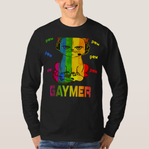Camiseta Gaymer Purride Cat Video Game Gamer Lgbtq Rainbow