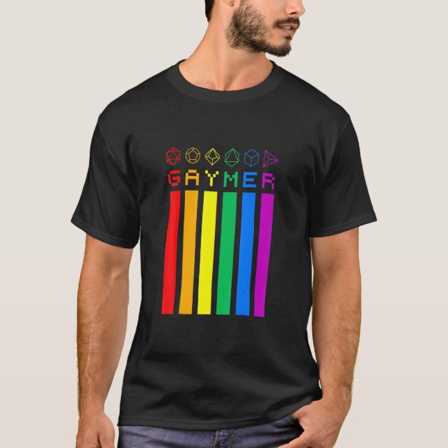 Camiseta Gaymer Rainbow Dice Flag Lgbt Orgullo Gay Gamer (Anverso)