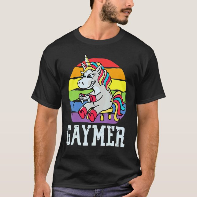 Camiseta Gaymer Unicornio Rainbow Lgbt Gamer Lgbtq Gaming G (Anverso)