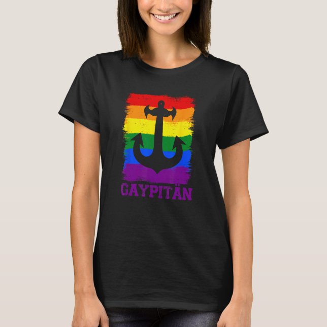 Camiseta Gaypiter Gay y Captain Funny Retro Anchor LGBT (Anverso)