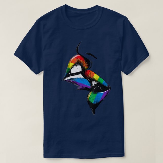 Camiseta Gays lesbianos besan la bandera arcoiris Orgullo g (Diseño del anverso)