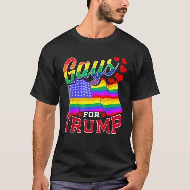 Camiseta Gays para Trump seguidor LGBTQ Patriotic USA Ameri (Anverso)