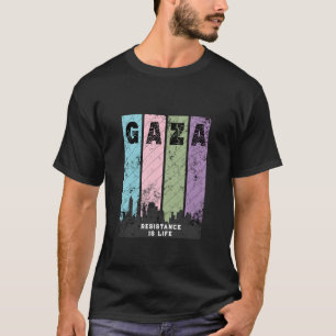 Camiseta GAZA con Estilo Vintage Deteriorado   Sol
