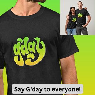Camiseta G'DAY con Australia mapeando el oro verde en la os