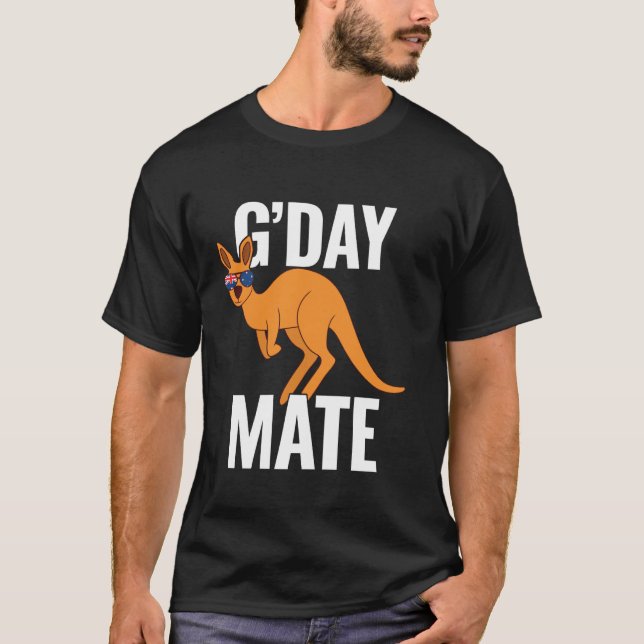 Camiseta G'Day Mate Funny Kangaroo Australian Flag Straya A (Anverso)