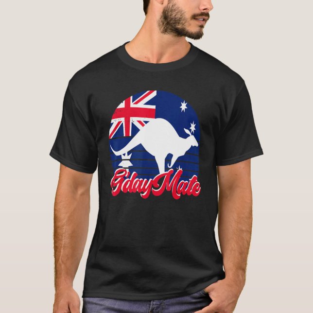 Camiseta Gday Mate Kangaroo Animal australiano Bandera Su (Anverso)