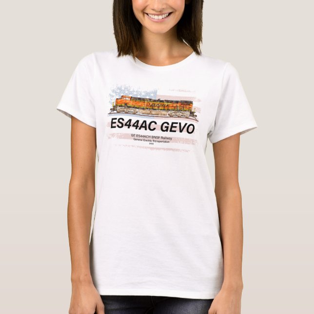 Camiseta GE ES44AC GEVO Locomotora y bandera estadounidense (Anverso)