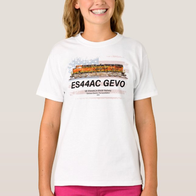 Camiseta GE ES44AC GEVO Locomotora y bandera estadounidense (Anverso)