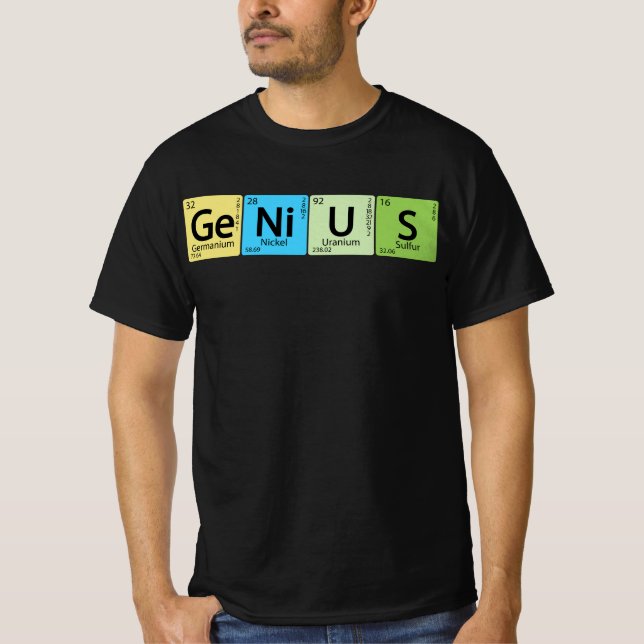 Camiseta Ge-Ni-U-S Genius- Elemento de tabla periódica de e (Anverso)