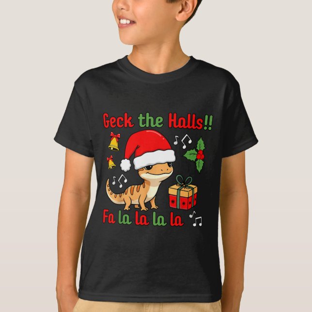 Camiseta Geck The Halls Leopard Gecko Christmas Pun Pet Own (Anverso)