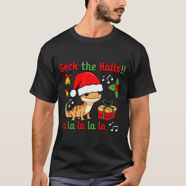 Camiseta Geck The Halls Leopard Gecko Christmas Pun Pet Own (Anverso)