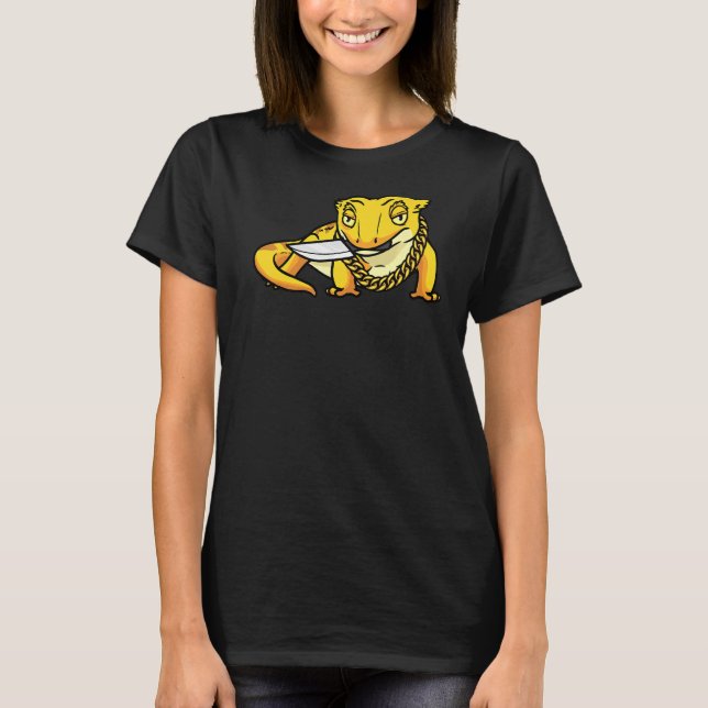 Camiseta Gecko Creste Lizard Eyelash Gecko Reptile Con Kn (Anverso)