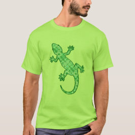 Camiseta Gecko de batik tribal - cal y verde esmeralda