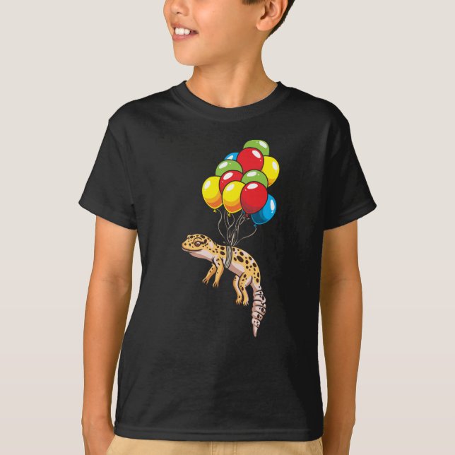 Camiseta Gecko leopardo con regalo de globos (Anverso)