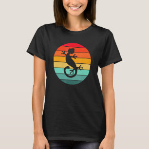Camiseta Gecko Lizard Silhouette Sunset Circle