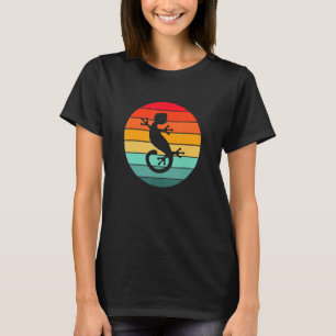 Camiseta Gecko Lizard Silhouette Sunset Circle