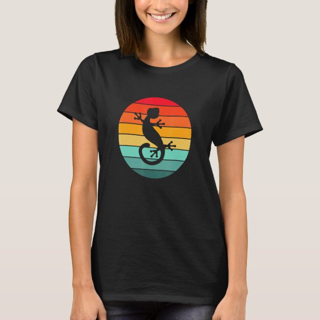 Camiseta Gecko Lizard Silhouette Sunset Circle (Anverso)