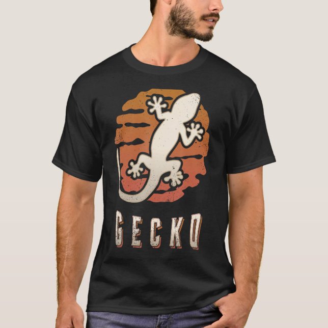 Camiseta Gecko Vintage Retro Classic Animal Sunset (Anverso)