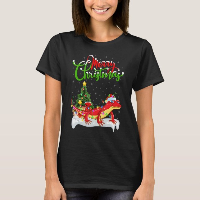 Camiseta Gecko   Xmas Decorations Santa Gecko Christmas (Anverso)