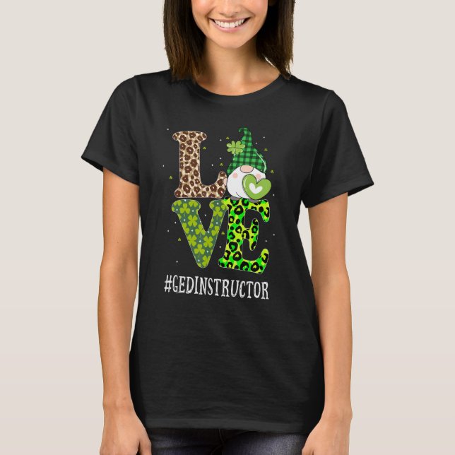 Camiseta Ged Instructor Love St Patricks Day Gnome Leopard (Anverso)