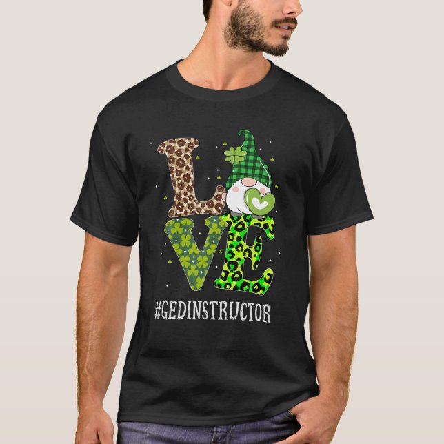 Camiseta GED Instructor Love St Patricks Day Gnome Leopard (Anverso)