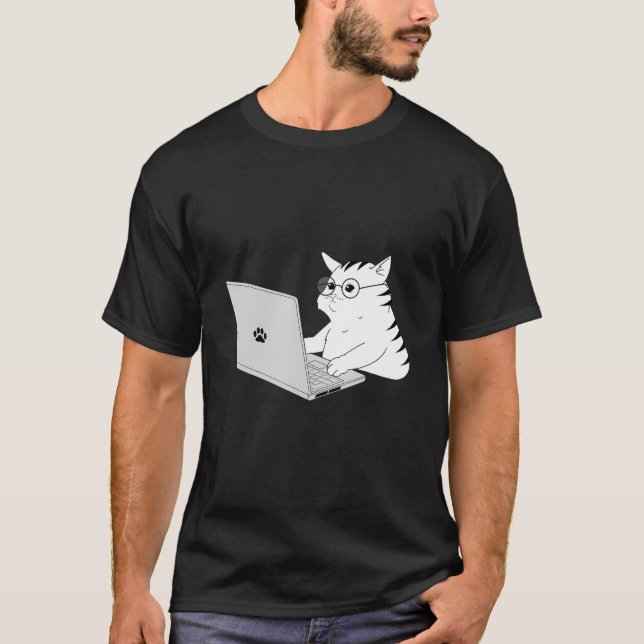 Camiseta Geek Cat Trabajando Desde Casa (Anverso)
