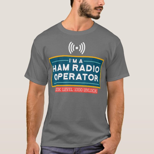 Camiseta Geek Level 1000 Unlocked Funny Ham Radio (Anverso)