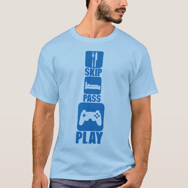 Camiseta geek skip pass play manette jeux 2 (Anverso)