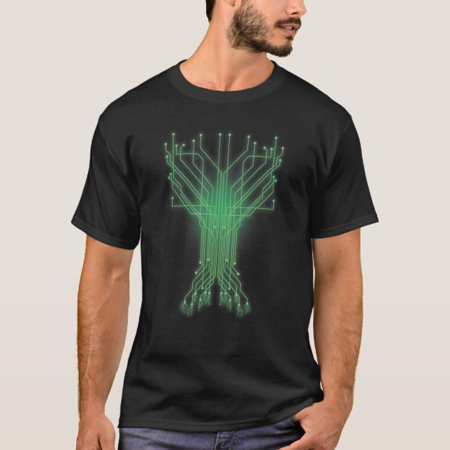 Camiseta Geeky Circuit Tree para Tecnología e Ingenieros (Anverso)