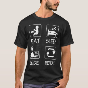 Camiseta Geeky IT Computadora Nerd Eat Sleep Code Repetir