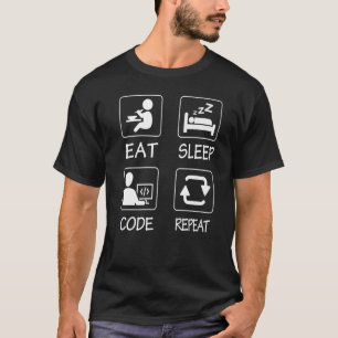 Camiseta Geeky IT Computadora Nerd Eat Sleep Code Repetir