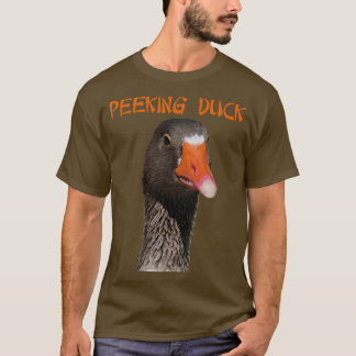 Camiseta Geeky Peeking Duck Bajo El Texto De Estilo Asiátic