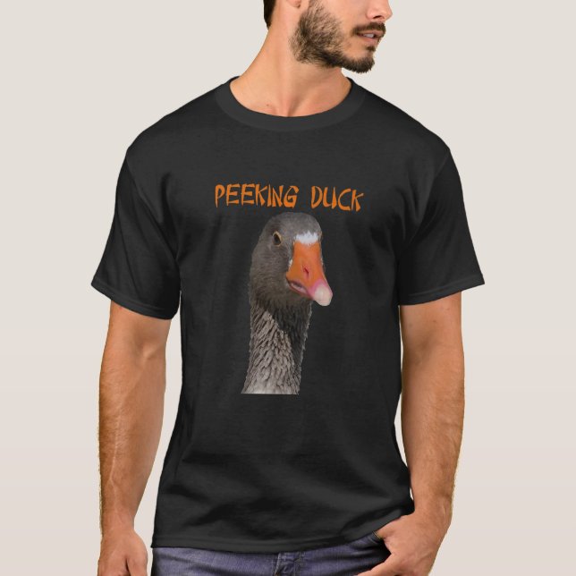 Camiseta Geeky Peeking Duck Bajo El Texto De Estilo Asiátic (Anverso)