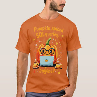 Camiseta Geeky Pumpkin Rasplante SQL Preguntas Halloween Te