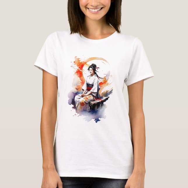 Camiseta Geisha acuarela (Anverso)