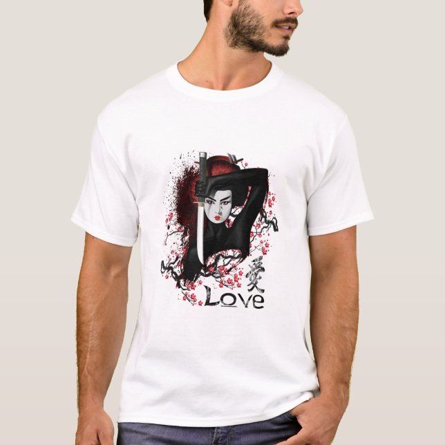 CAMISETA GEISHA ASSASSIN NINJA JAPONÉS CON ESPADA (Anverso)
