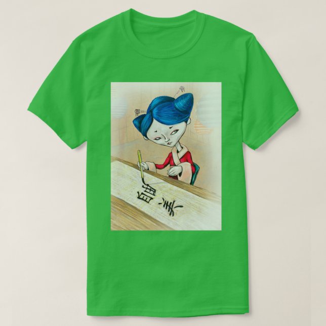 Camiseta Geisha azul (Diseño del anverso)
