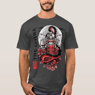 Camiseta Geisha Chica Katana Espada y tatuaje del Dragón Ja
