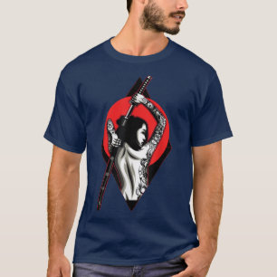 Camiseta Geisha Chica Katana Espada y tatuaje del Dragón Ja