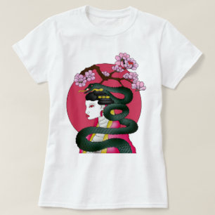 Camiseta Geisha chica y serpiente
