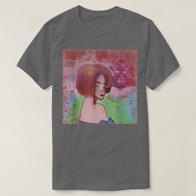 Camiseta Geisha con samurai en las nubes Harajuk japonés (Diseño del anverso)
