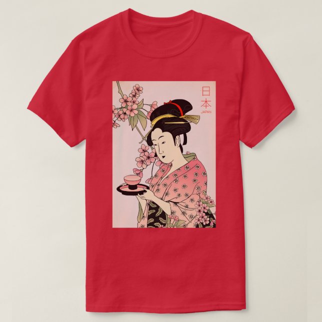 Camiseta Geisha con té (Diseño del anverso)