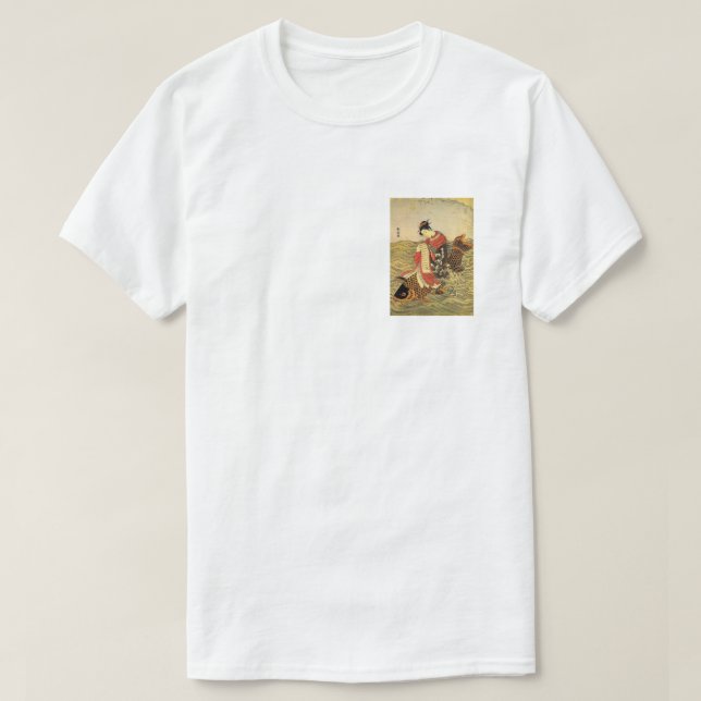 Camiseta Geisha dando un paseo en su mascota koi fishT-Shir (Diseño del anverso)
