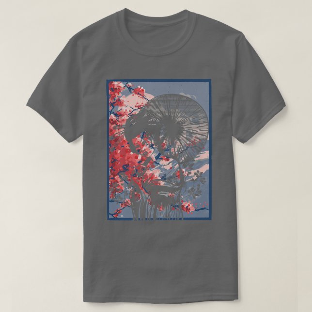 Camiseta Geisha Girl In Kimono Japan Art Sakura Cherry Blos (Diseño del anverso)