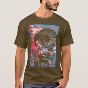 Camiseta Geisha Girl In Kimono Japan Art Sakura Cherry Blos