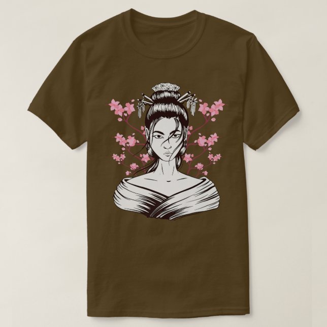 Camiseta Geisha Girl Sakura Cherry Blossom Japan Art Japane (Diseño del anverso)