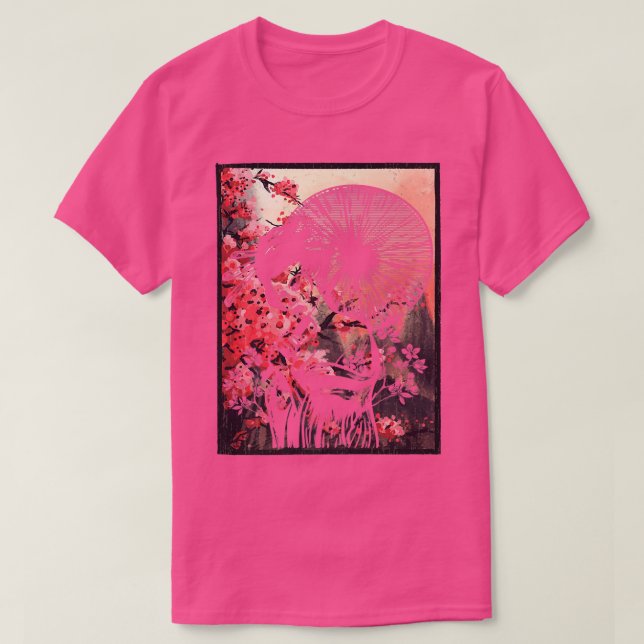Camiseta Geisha Japan Art Sakura Cherry Blossom Samurai Cul (Diseño del anverso)