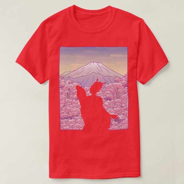 Camiseta Geisha Japón Chica de arte Montaña (Diseño del anverso)