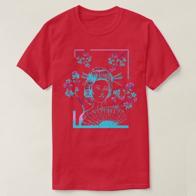 Camiseta Geisha Japón Kawaii Sakura Florece cerezo (Diseño del anverso)