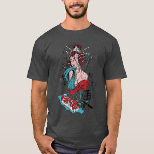 Camiseta Geisha Japón Tokio Warrian japonés Kanji Art Retr
